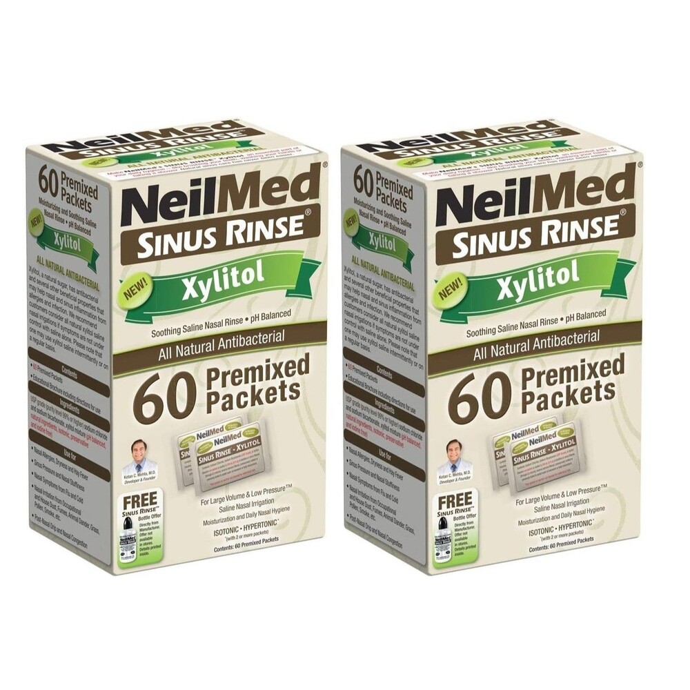 NeilMed Sinus Rinse Xylitol Refill Packets 60 Ct Pack of 2